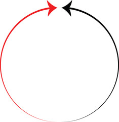 Fototapete - Single headed black and red circular arrow icon set. One ended arrow illustration. Black and red single headed arrow in circle. Replaceable vector design. Circular arrow icon set.