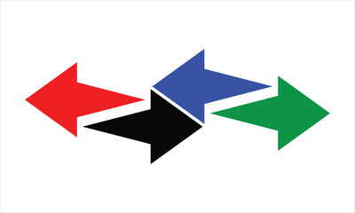 Fototapete - Single headed black red green blue arrow icon set. One ended arrow illustration. Red black green blue arrow icon set. Multi colored single headed arrow. Replaceable vector design.