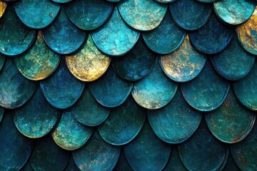 Poster - close-up view of a textured, decorative scale pattern.