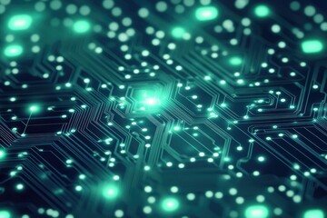 Poster - intricate digital circuit board network design.