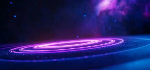 Fototapete - Cosmic Platform, An abstract stage illuminated by celestial purple hues