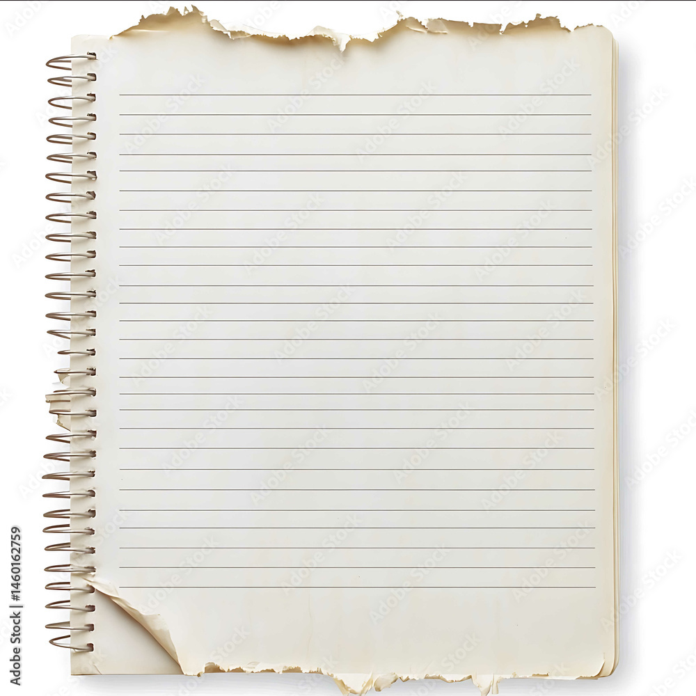 white college ruled notebook paper crude edge as if ripped from a ...