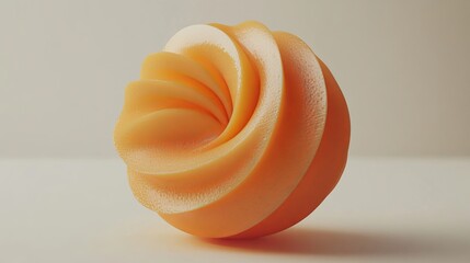 Poster - Abstract Orange Swirl Sphere 3D Render Modern Minimalist Design Digital Art Background Texture Illustration Graphic Element Pastel Color Smooth Surface Artistic Visual Contemporary Style    