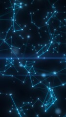 Poster - abstract digital network with glowing blue points and connecting lines on a dark background