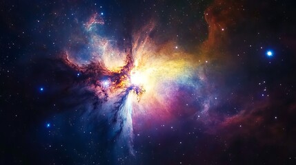 Poster - Vibrant Nebula Cosmic Cloudscape Stellar Space Background Universe Galaxy Starscape Astronomical Celestial Night Sky Deep Space Exploration Fantastic Colorful Nebulae Astronomical Phenomenon