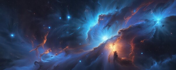 Wall Mural - Abstract swirling blue nebula texture, cosmic backdrop, background texture, bright, backdrop