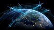 © Munawar - A view of earth with satellites orbiting and light beams connecting to the surface