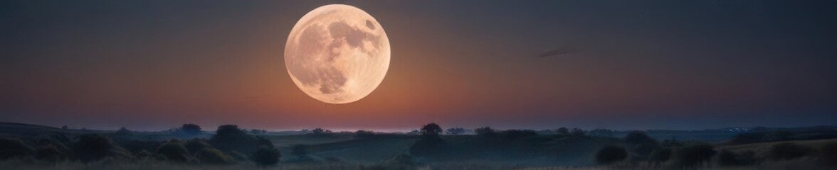 Wall Mural - A luminous supermoon bathes the landscape in ethereal light , lunar cycle, serene, radiant