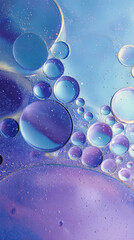Aufkleber - Abstract image of blue and purple oil bubbles in water, creating a dreamy, ethereal effect, showcasing a unique texture and color palette ideal for design backgrounds