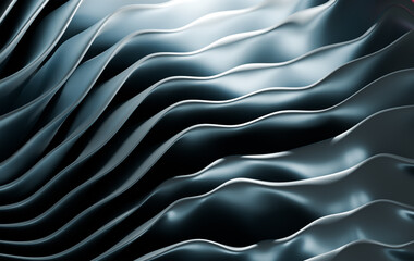 Poster - Serene Blue Wave Formation with Flowing Paper-like Texture on Soft Mint Background