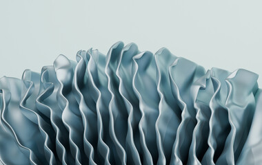 Poster - Modern Aquamarine Pleated Art Form with Minimalist Contemporary Design