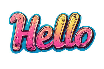 Aufkleber - Colorful text saying Hello in bold, rounded font with a vibrant gradient effect suitable for designs and digital arts