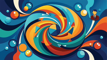 Leinwandbilder - Colorful spiral abstract design with dynamic swirls and vivid hues creating a sense of movement and energy in a vibrant artistic representation
