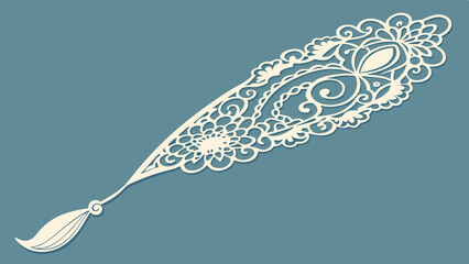 Leinwandbilder - Vector illustration of an ornate floral design with intricate detailing on a teal background, showcasing a stylized flower and decorative accents