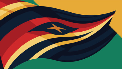 Aufkleber - Colorful vector illustration of a stylized flag displaying vibrant colors and shapes with a central star symbolizing unity and pride associated with its heritage and culture