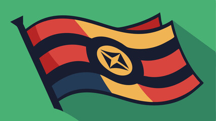 Aufkleber - Colorful vector illustration of a stylized flag displaying vibrant colors and shapes with a central star symbolizing unity and pride associated with its heritage and culture