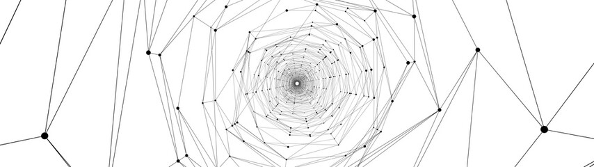 Leinwandbilder - Technology abstract background. Dots connected by lines. Minimalist mesh backdrop. Abstract polygonal radial shape. Plexus circles.