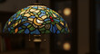© WAHYU - Vintage Stained Glass Lamp With Floral Pattern Illuminating The Room