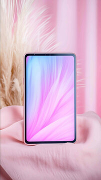 tablet big vertical screen on creative background