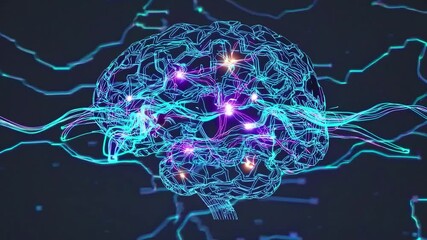 Poster - Complex network of neurons firing and transmitting electrical signals, creating a mesmerizing visualization of brain activity and cognitive processes