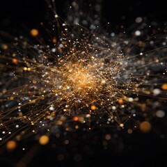 Poster - Abstract network visualization with glowing points on black background
