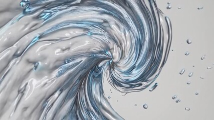 Poster - Metallic liquid forms a mesmerizing vortex, swirling and rotating against a clean white backdrop, creating a visually stunning abstract composition