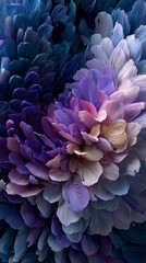 Aufkleber - Abstract image of textured, layered petals in shades of purple, blue, and beige, creating a swirling floral pattern, showcasing elegance and sophistication