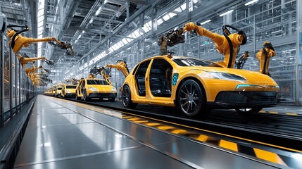 Poster - Advanced automotive manufacturing plant showcasing robotic precision and innovation