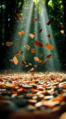 Poster - Dust Particles Floating in a Sunlit Forest