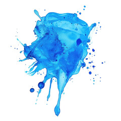 Poster - Splash of blue paint with vibrant stains isolated on a white background, Blue  stains isolated on white background