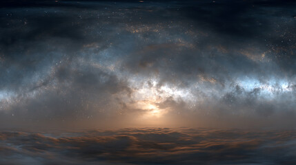 Aufkleber - 360 Degree interstellar cloud of dust and gas, space background with nebula and stars, glowing nebula, environment 360â° hdri map, equirectangular projection, spherical panorama, 3d illustration