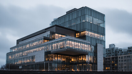 Poster - A large building with a lot of glass on top of it