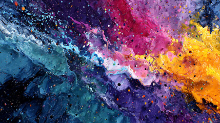 Poster - Abstract chromatic symphony, captivating painting unleashes kaleidoscope of colors merging water ink techniques to form vibrant and dynamic composition perfect for bold decorative statements