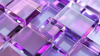 Poster - Abstract geometric background with purple glass plates