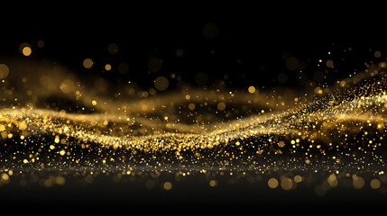Aufkleber - Abstract golden particles and sprinkles powder explosion for a holiday celebration like christmas, shiny gold lights, wallpaper background for ads or gifts wrap and web design