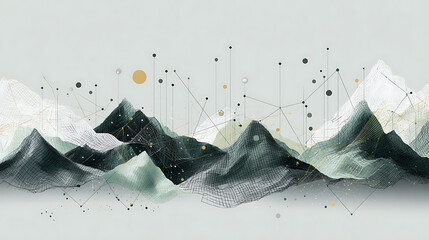 Aufkleber - Abstract mountain background in geometrical shapes with dots and lines