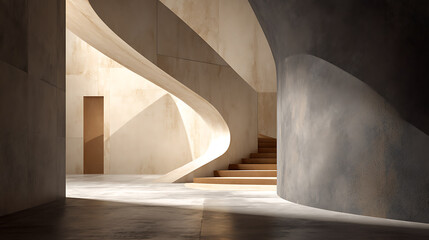 Aufkleber - An architectural background featuring an abstract interior design in a concrete room