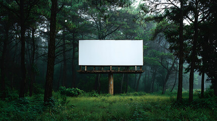 Aufkleber - An empty billboard in the middle of a forest