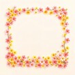 © Beratonic Studios - Frame with small colorful flowers on soft pastel background, flat lay