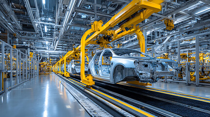 Aufkleber - Automated car assembly line, the plant of the automotive industry, line of car body