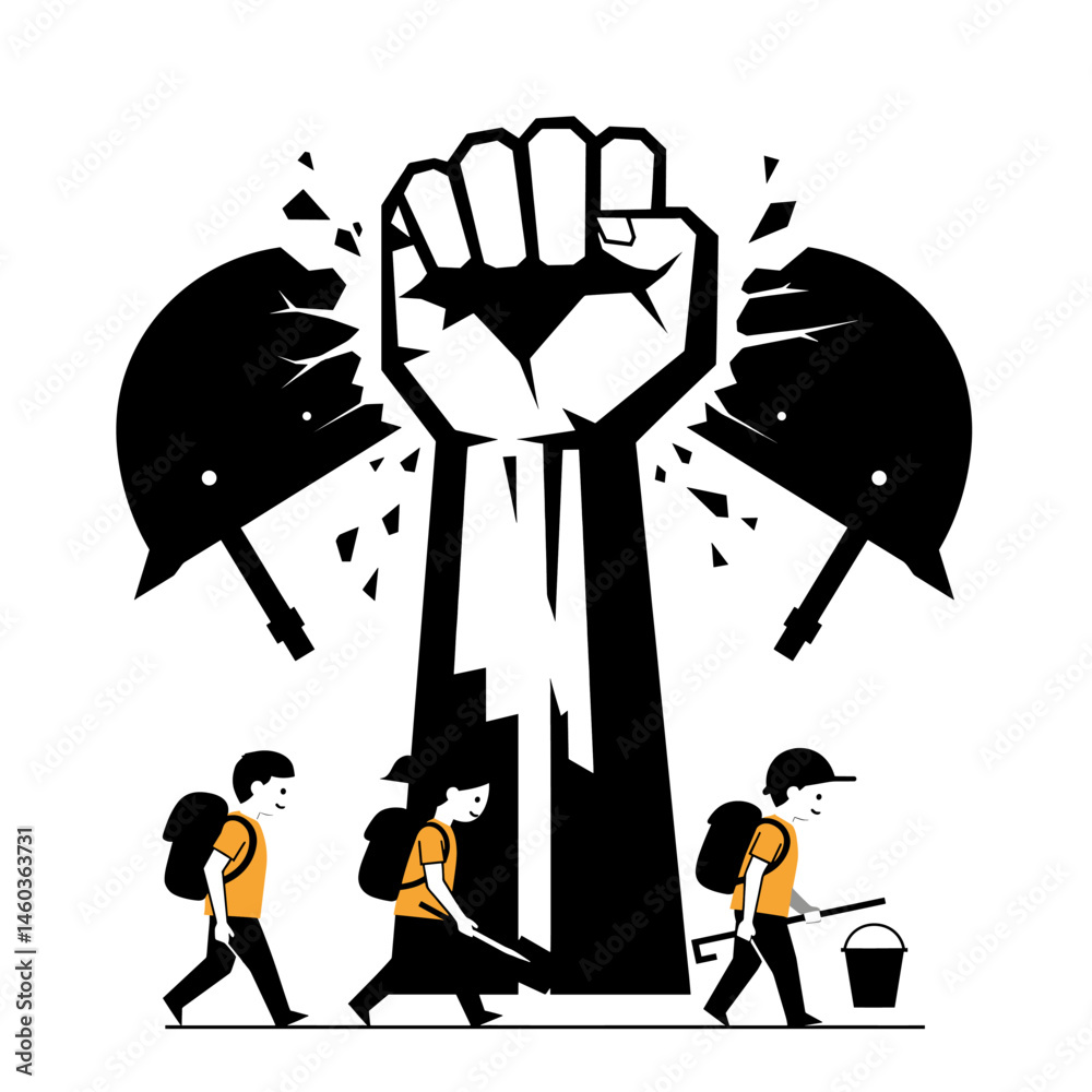 Breaking the Chains: A Stand Against Child Labour Stock Vector | Adobe ...