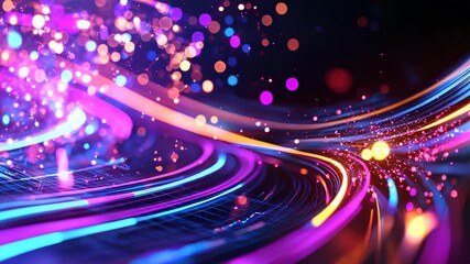 Poster - Colorful Motion Abstract Background with Light Trails and Bokeh