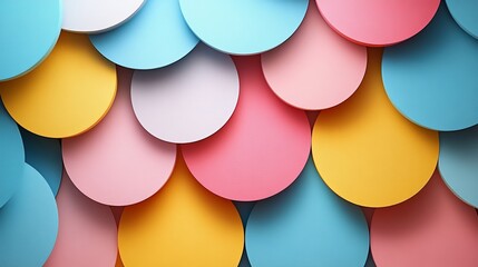 Poster - Abstract Pastel Circles Overlapping Pattern Background Design Modern Colorful Texture Vivid Yellow Pink Blue White Circles Geometric Shapes Graphic Resource Digital Art            