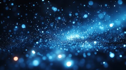 Wall Mural - Blue cosmic dust particles swirling in dark space