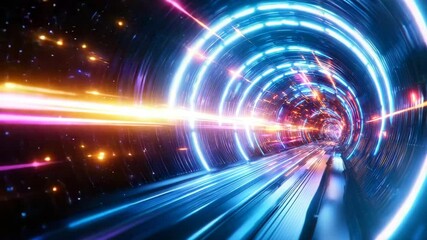 Poster - Abstract Light Tunnel with Colorful Rays and Motion Effects