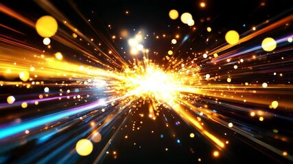 Poster - Vibrant Light Burst with Radiant Colorful Rays and Sparkle Effects