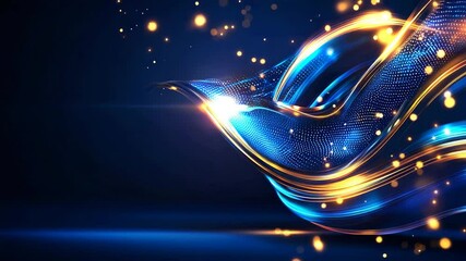 Poster - Abstract Glow Wave Background with Bright Particles and Lights