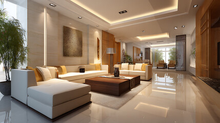 Aufkleber - Contemporary home interior design concept beautiful living room design in natural color scheme with bright and clean cosy comfort house beautiful design background
