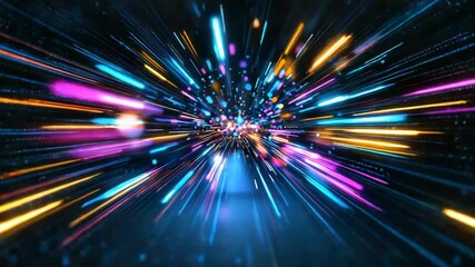 Poster - Dynamic Abstract Light Rays in Motion with Colorful Glow Effects