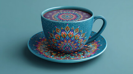 Aufkleber - Colorful mandala illustration in coffee cup